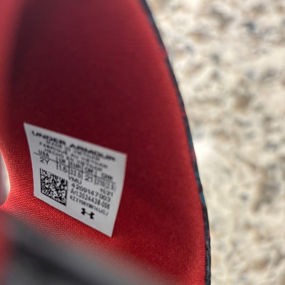 Under Armour Black Slides with Red and Green Accents - Picture 5 of 5